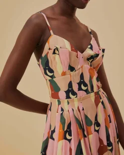 Farm Rio The Kiss Multicolor Sleeveless Midi Dress Sale