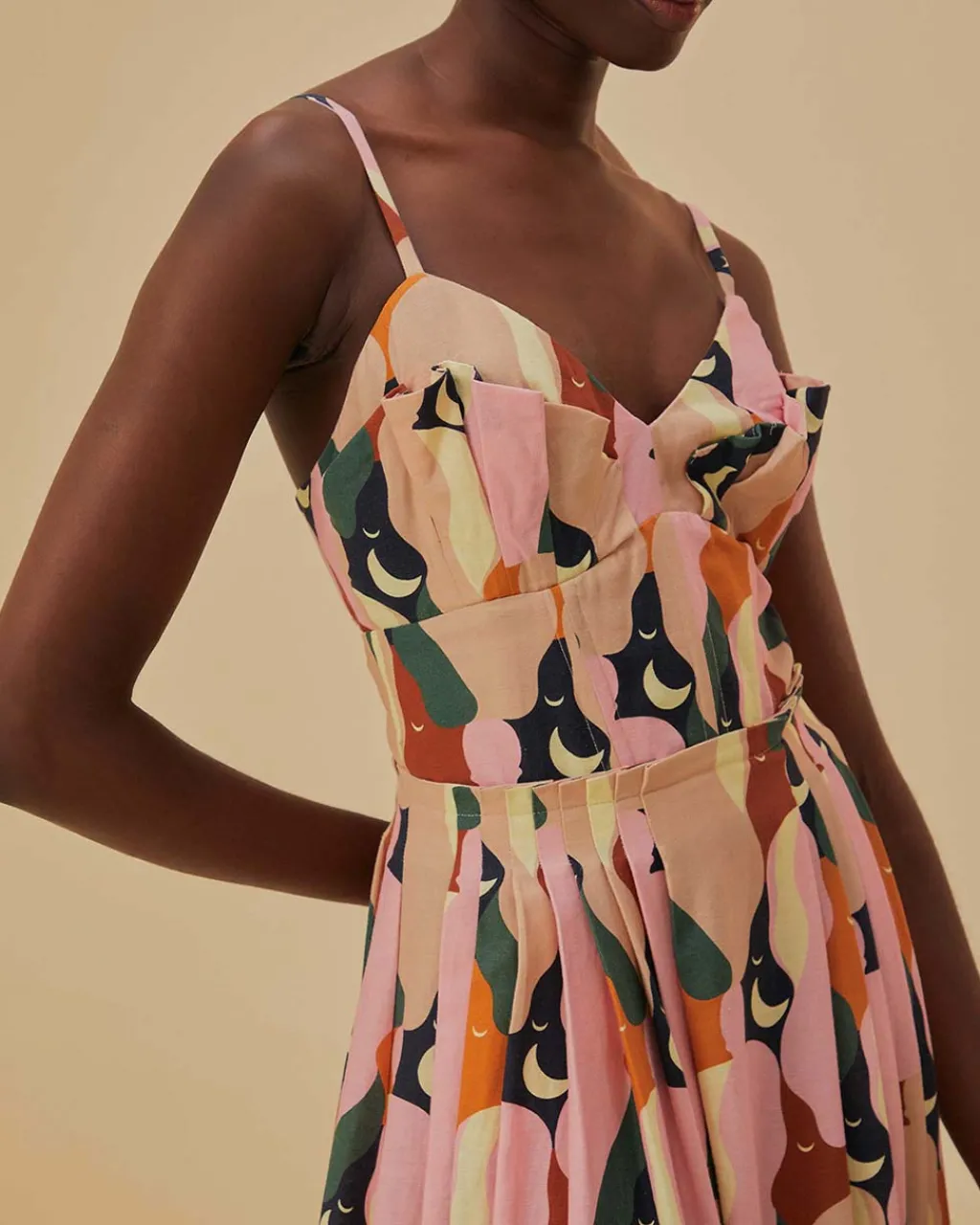Farm Rio The Kiss Multicolor Sleeveless Midi Dress Sale