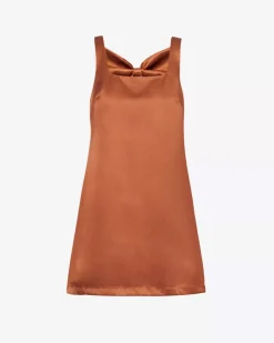 House Of Sunny The Mini Satin Shift Dress - Chocolate Best