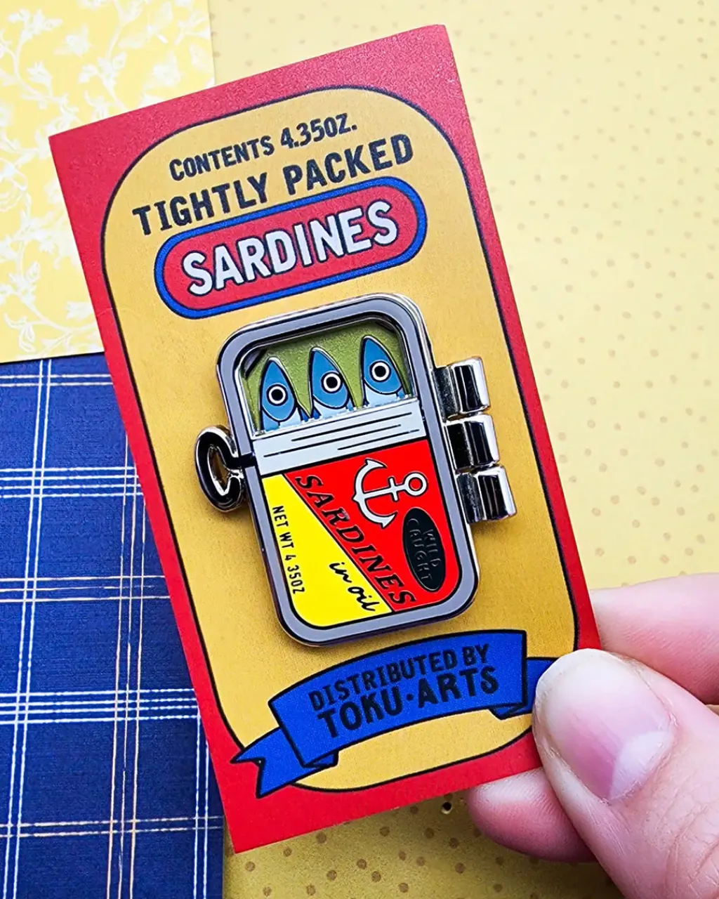Toku Arts Tightly Packed Sardines Enamel Pin