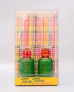 ban.do Tipsy Turvy Bar Glass Set - Green Clearance