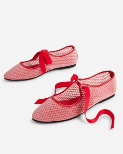 Intentionally Blank Valley Mesh Ballet Flat - Cherry Outlet