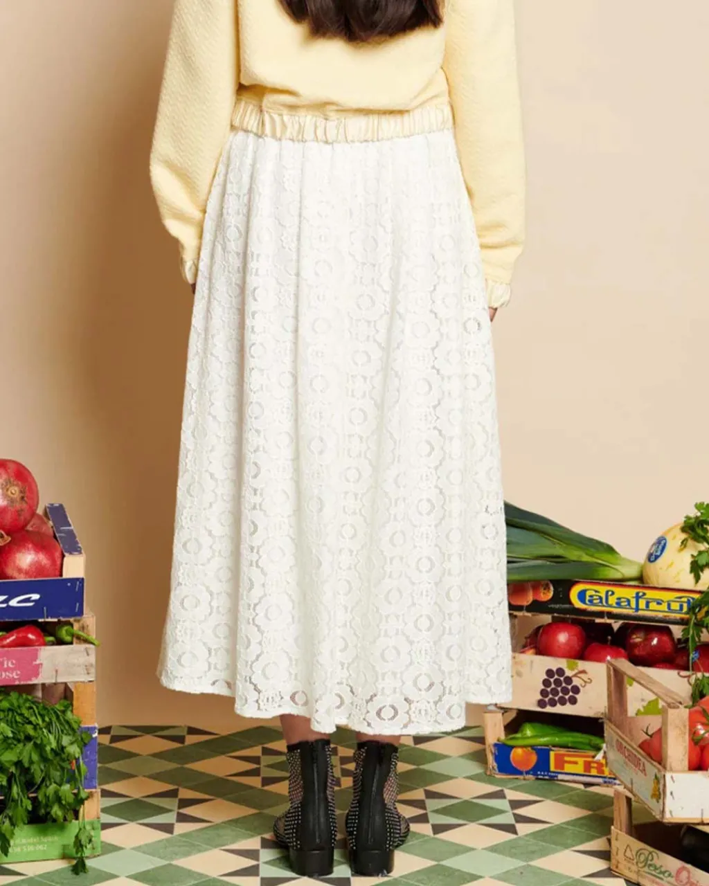 Sister Jane Vanilla Lace Midi Skirt Hot