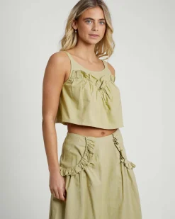 Native Youth Verdi Linen Blend Ruffle Cami Discount
