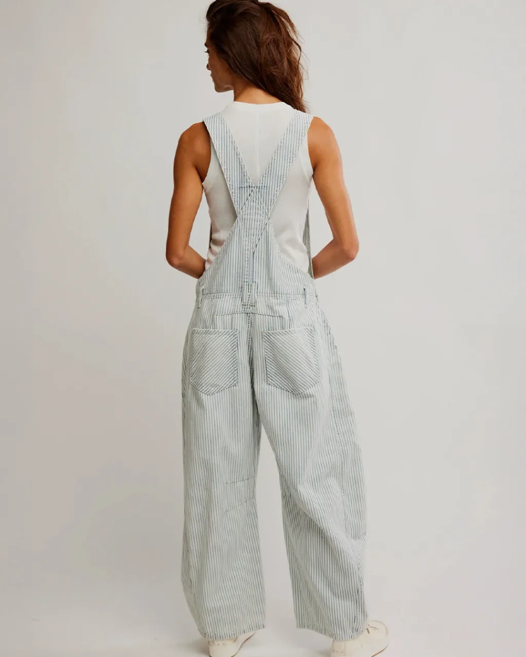 Free People We The Free Good Luck Stripe Overalls - Indigo Railroad Outlet