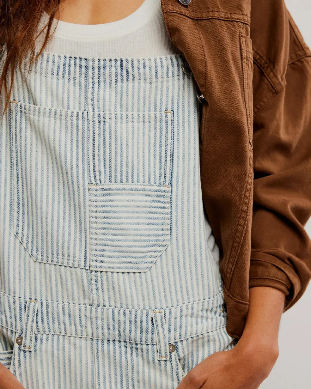 Free People We The Free Good Luck Stripe Overalls - Indigo Railroad Outlet