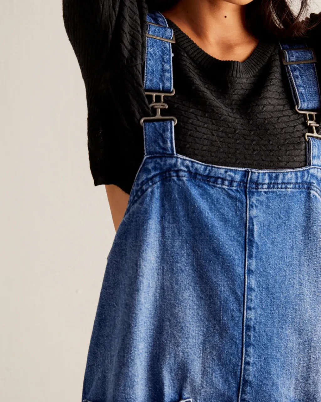 Free People We The Free Overall Smock Mini Dress - Sapphire Wash Sale