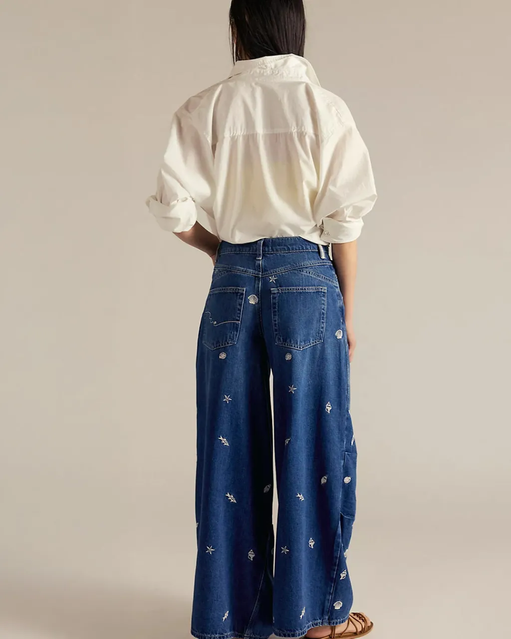 Free People We The Free Westward Embroidered Jeans - Under The Sea Clearance