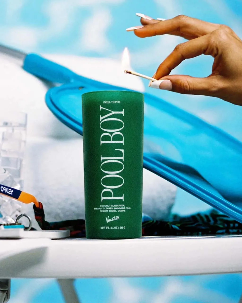 Vacation Sunscreen Candle Well-Tipped Pool Boy Discount